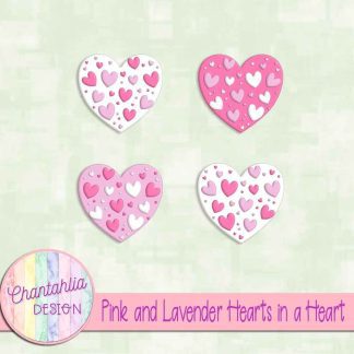 Free pink and lavender hearts in a heart design elements