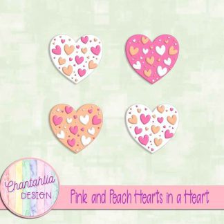 Free pink and peach hearts in a heart design elements