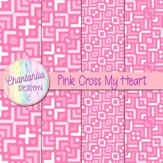 Free pink cross my heart digital papers