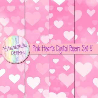 Free pink hearts digital papers set 5