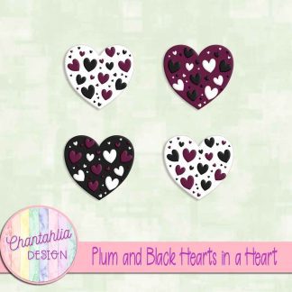 Free plum and black hearts in a heart design elements