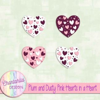 Free plum and dusty pink hearts in a heart design elements