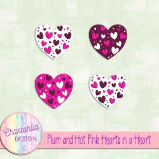 Free plum and hot pink hearts in a heart design elements