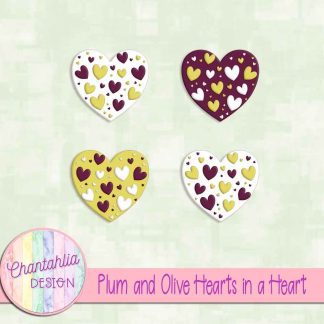 Free plum and olive hearts in a heart design elements