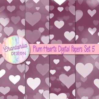 Free plum hearts digital papers set 5