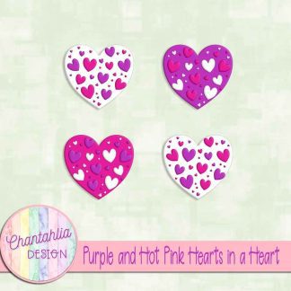 Free purple and hot pink hearts in a heart design elements