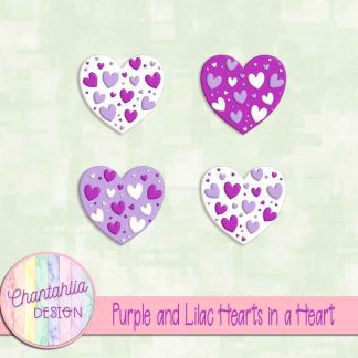 Free purple and lilac hearts in a heart design elements