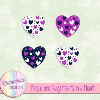 Free purple and navy hearts in a heart design elements