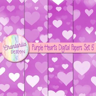 Free purple hearts digital papers set 5