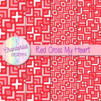 Free red cross my heart digital papers