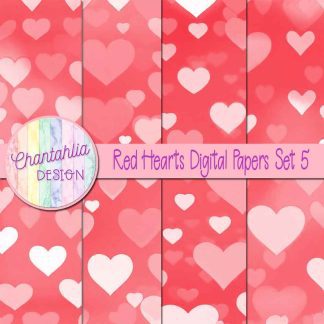 Free red hearts digital papers set 5