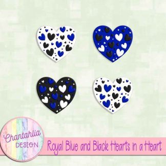 Free royal blue and black hearts in a heart design elements