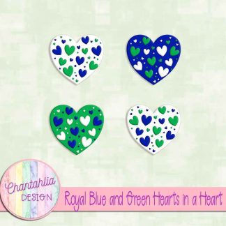 Free royal blue and green hearts in a heart design elements