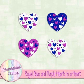 Free royal blue and purple hearts in a heart design elements