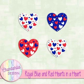 Free royal blue and red hearts in a heart design elements