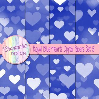 Free royal blue hearts digital papers set 5