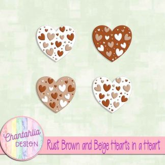 Free rust brown and beige hearts in a heart design elements