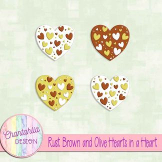 Free rust brown and olive hearts in a heart design elements