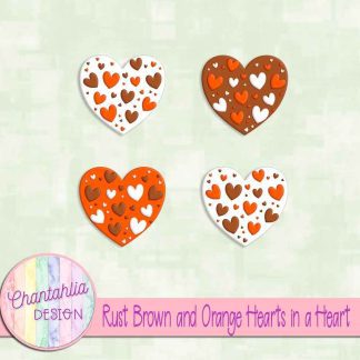 Free rust brown and orange hearts in a heart design elements