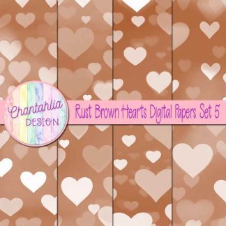 Free rust brown hearts digital papers set 5