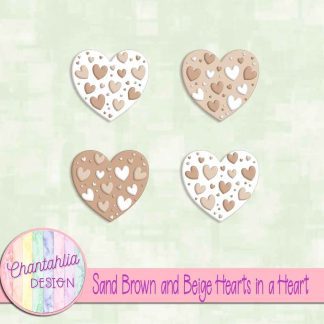 Free sand brown and beige hearts in a heart design elements