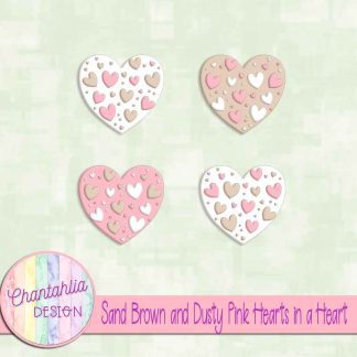 Free sand brown and dusty pink hearts in a heart design elements