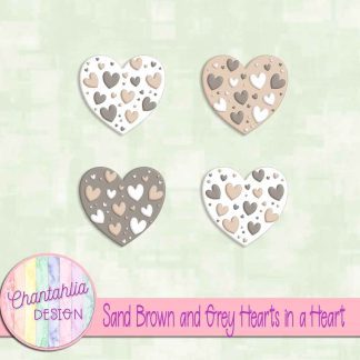 Free sand brown and grey hearts in a heart design elements