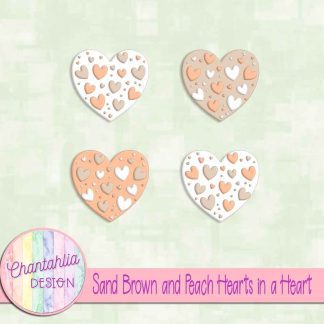 Free sand brown and peach hearts in a heart design elements