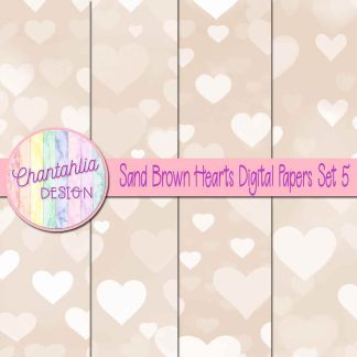 Free sand brown hearts digital papers set 5