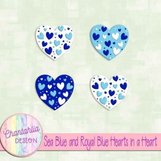 Free sea blue and royal blue hearts in a heart design elements