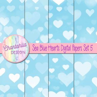 Free sea blue hearts digital papers set 5