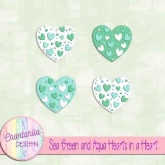 Free sea green and aqua hearts in a heart design elements