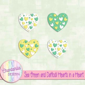 Free sea green and daffodil hearts in a heart design elements