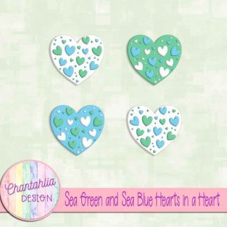 Free sea green and sea blue hearts in a heart design elements