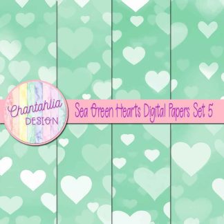 Free sea green hearts digital papers set 5