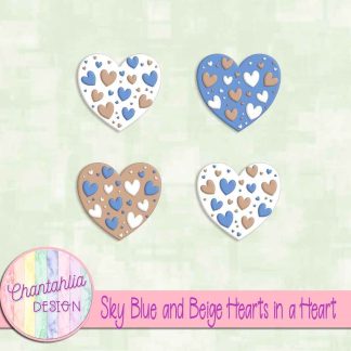 Free sky blue and beige hearts in a heart design elements