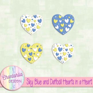 Free sky blue and daffodil hearts in a heart design elements