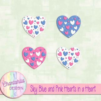 Free sky blue and pink hearts in a heart design elements