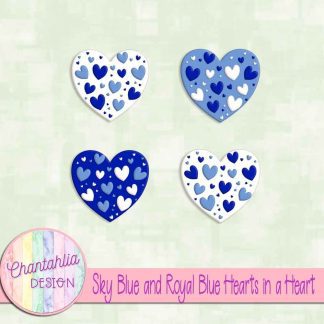 Free sky blue and royal blue hearts in a heart design elements