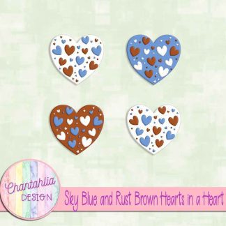 Free sky blue and rust brown hearts in a heart design elements