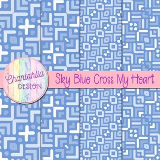 Free sky blue cross my heart digital papers