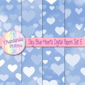 Free sky blue hearts digital papers set 5