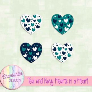 Free teal and navy hearts in a heart design elements