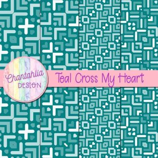 Free teal cross my heart digital papers