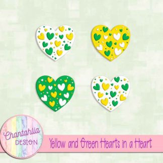 Free yellow and green hearts in a heart design elements