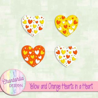 Free yellow and orange hearts in a heart design elements