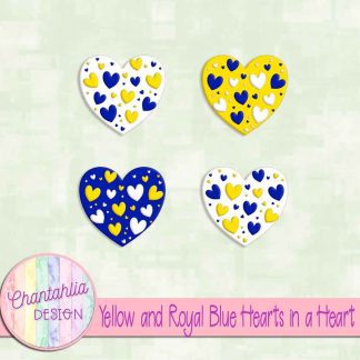 Free yellow and royal blue hearts in a heart design elements