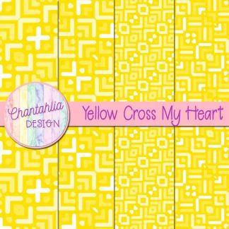 Free yellow cross my heart digital papers