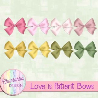 Free bows in a Love is Patient Valentine theme