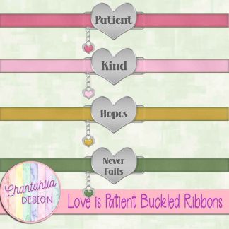 Free buckled ribbons in a Love is Patient Valentine theme